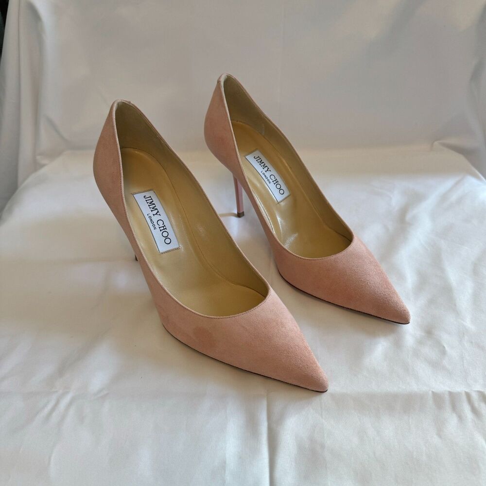 Jimmy Choo Ballet Blush Pink Suede Pointy Toe Pumps Size 8.5